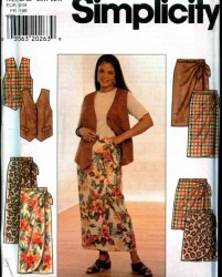 7614 Simplicity MOCK WRAP TIE SKIRT, VEST, SHORTS PATTERN 18W-24W; 26W-32W choice uncut